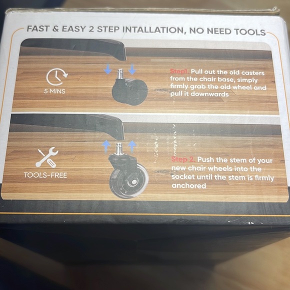 NWT TICONN Office Chair Caster Wheels Set of 5 - Picture 9 of 16